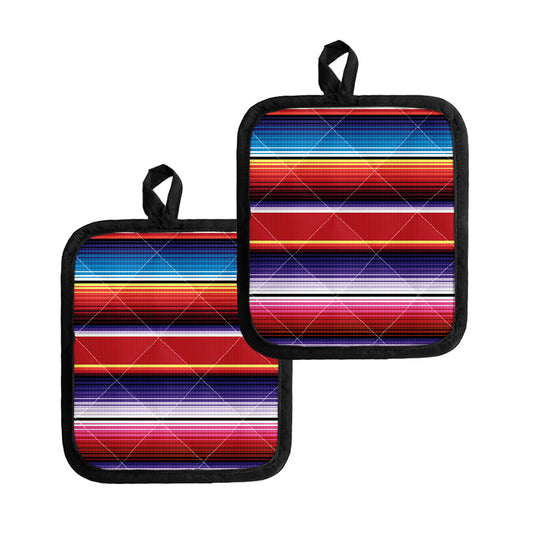 Tribal Serape Blanket Stripe Print Pot Holders
