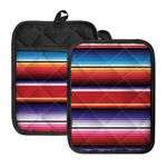 Tribal Serape Blanket Stripe Print Pot Holders With Pocket