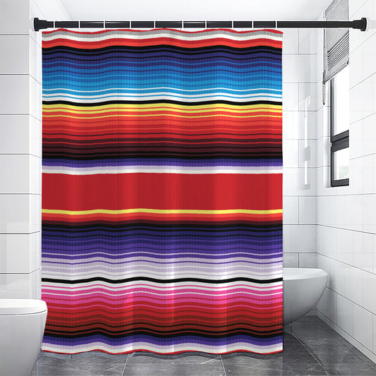 Tribal Serape Blanket Stripe Print Premium Shower Curtain