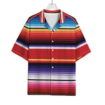 Tribal Serape Blanket Stripe Print Rayon Hawaiian Shirt