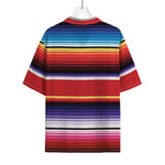 Tribal Serape Blanket Stripe Print Rayon Hawaiian Shirt