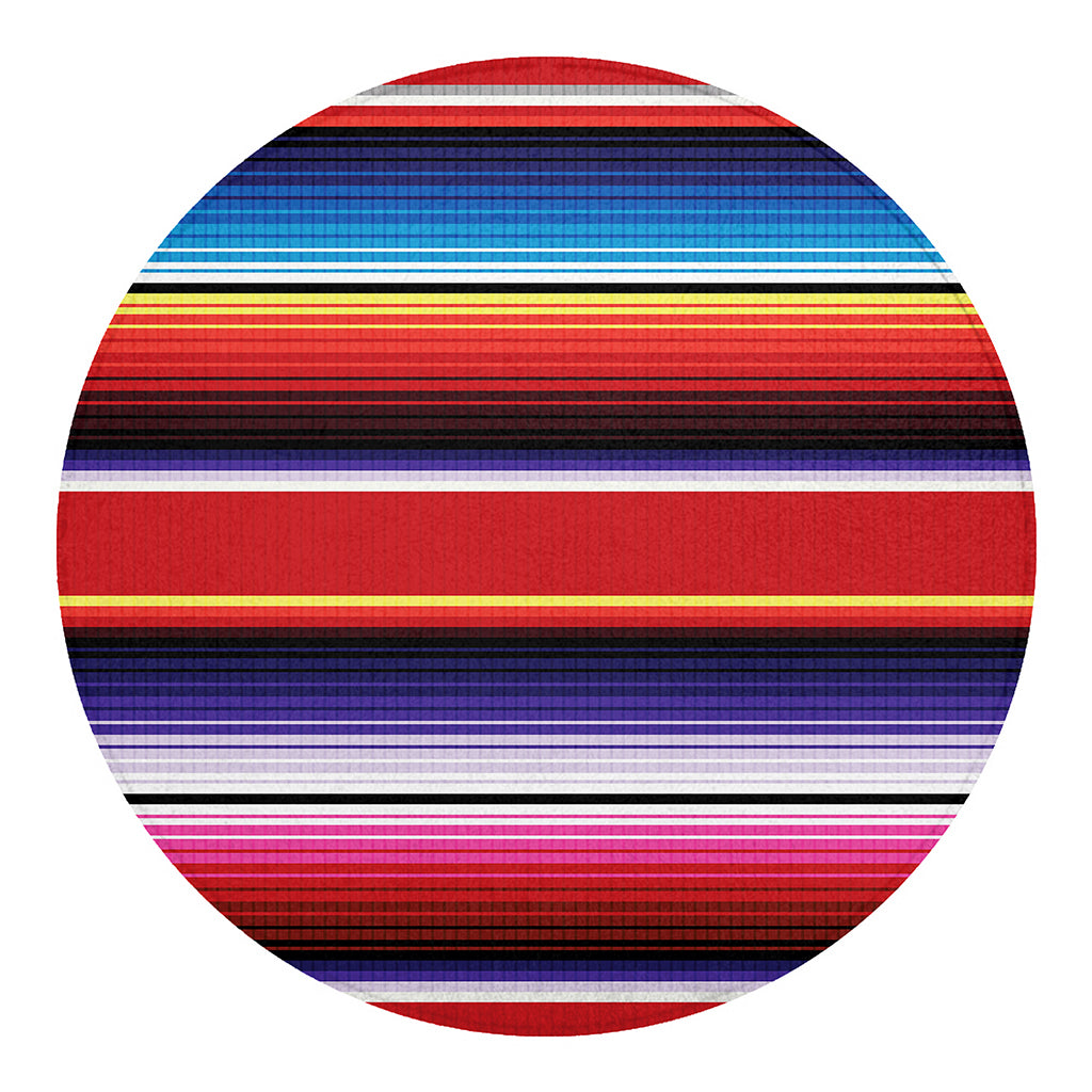 Tribal Serape Blanket Stripe Print Round Blanket