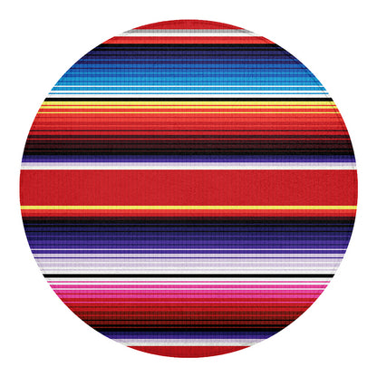 Tribal Serape Blanket Stripe Print Round Blanket