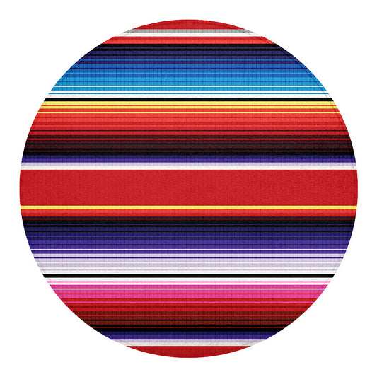 Tribal Serape Blanket Stripe Print Round Blanket