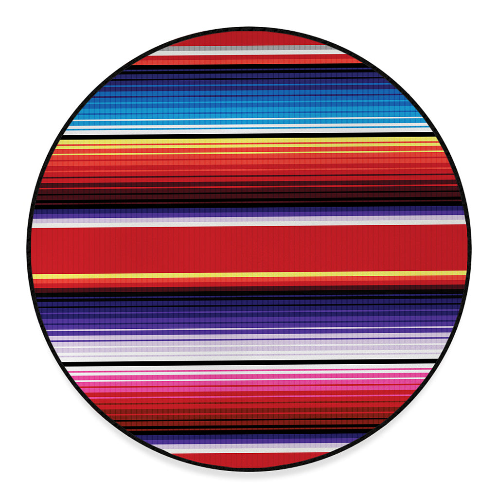 Tribal Serape Blanket Stripe Print Round Floor Mat