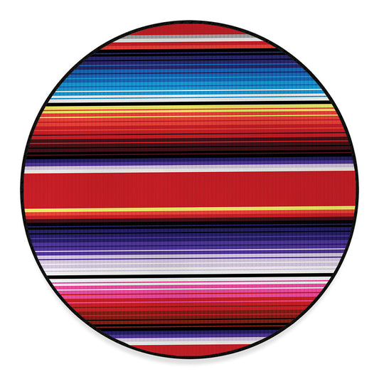 Tribal Serape Blanket Stripe Print Round Floor Mat