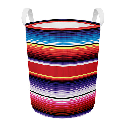 Tribal Serape Blanket Stripe Print Round Laundry Basket