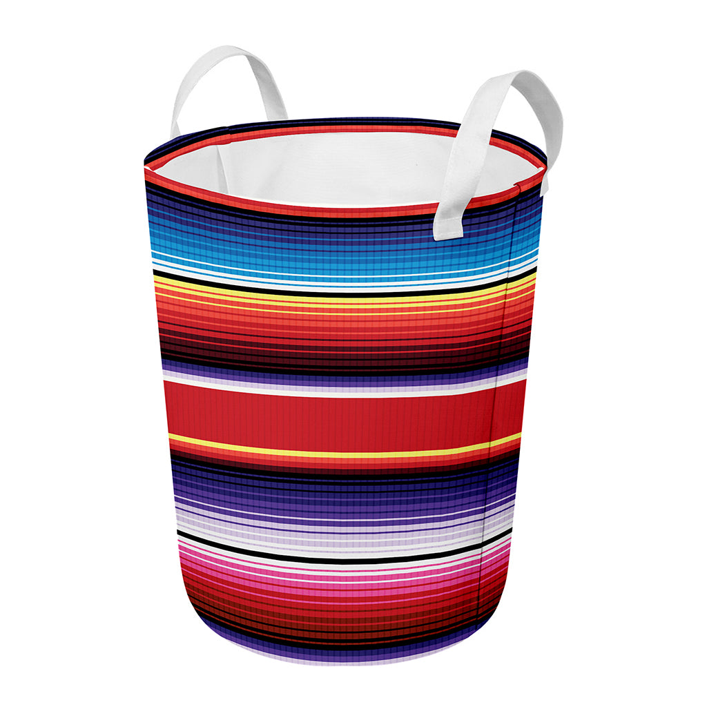 Tribal Serape Blanket Stripe Print Round Laundry Basket