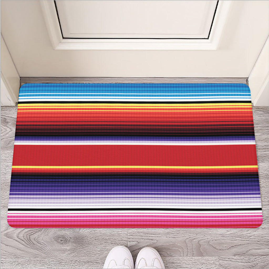 Tribal Serape Blanket Stripe Print Rubber Doormat
