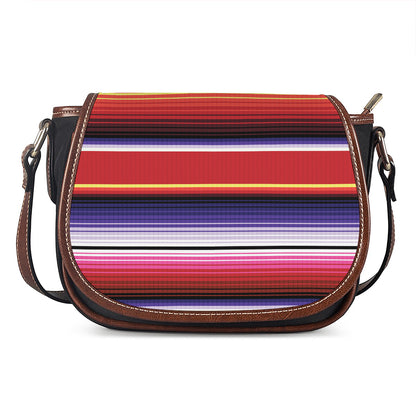 Tribal Serape Blanket Stripe Print Saddle Bag