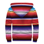 Tribal Serape Blanket Stripe Print Sherpa Lined Zip Up Hoodie