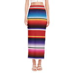 Tribal Serape Blanket Stripe Print Side Slit Maxi Skirt