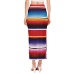 Tribal Serape Blanket Stripe Print Side Slit Maxi Skirt