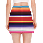 Tribal Serape Blanket Stripe Print Side Slit Mini Skirt
