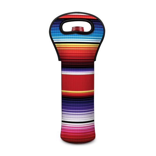 Tribal Serape Blanket Stripe Print Single Neoprene Wine Tote