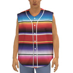 Tribal Serape Blanket Stripe Print Sleeveless Baseball Jersey