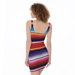 Tribal Serape Blanket Stripe Print Sleeveless Bodycon Dress