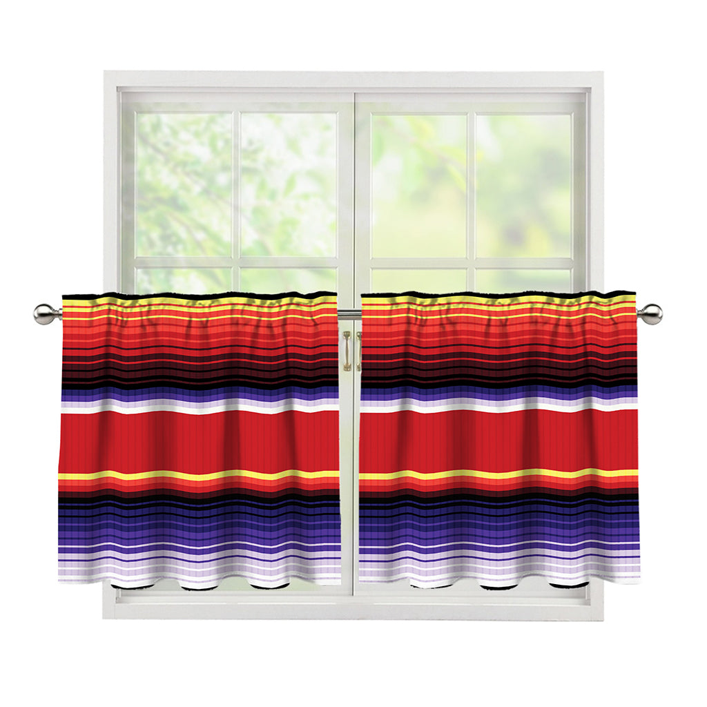 Tribal Serape Blanket Stripe Print Tier Curtains