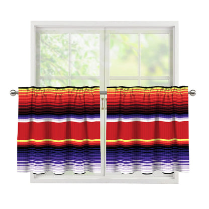 Tribal Serape Blanket Stripe Print Tier Curtains