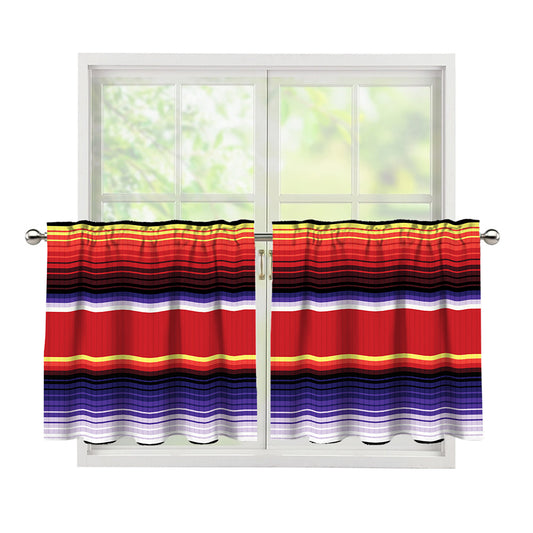 Tribal Serape Blanket Stripe Print Tier Curtains