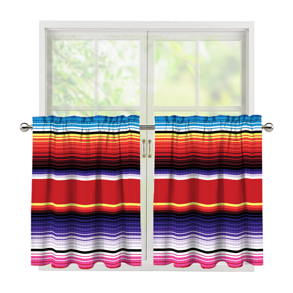 Tribal Serape Blanket Stripe Print Tier Curtains