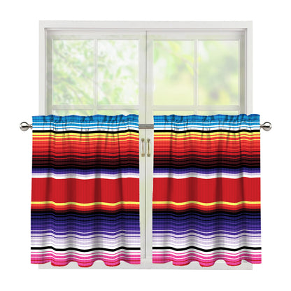 Tribal Serape Blanket Stripe Print Tier Curtains