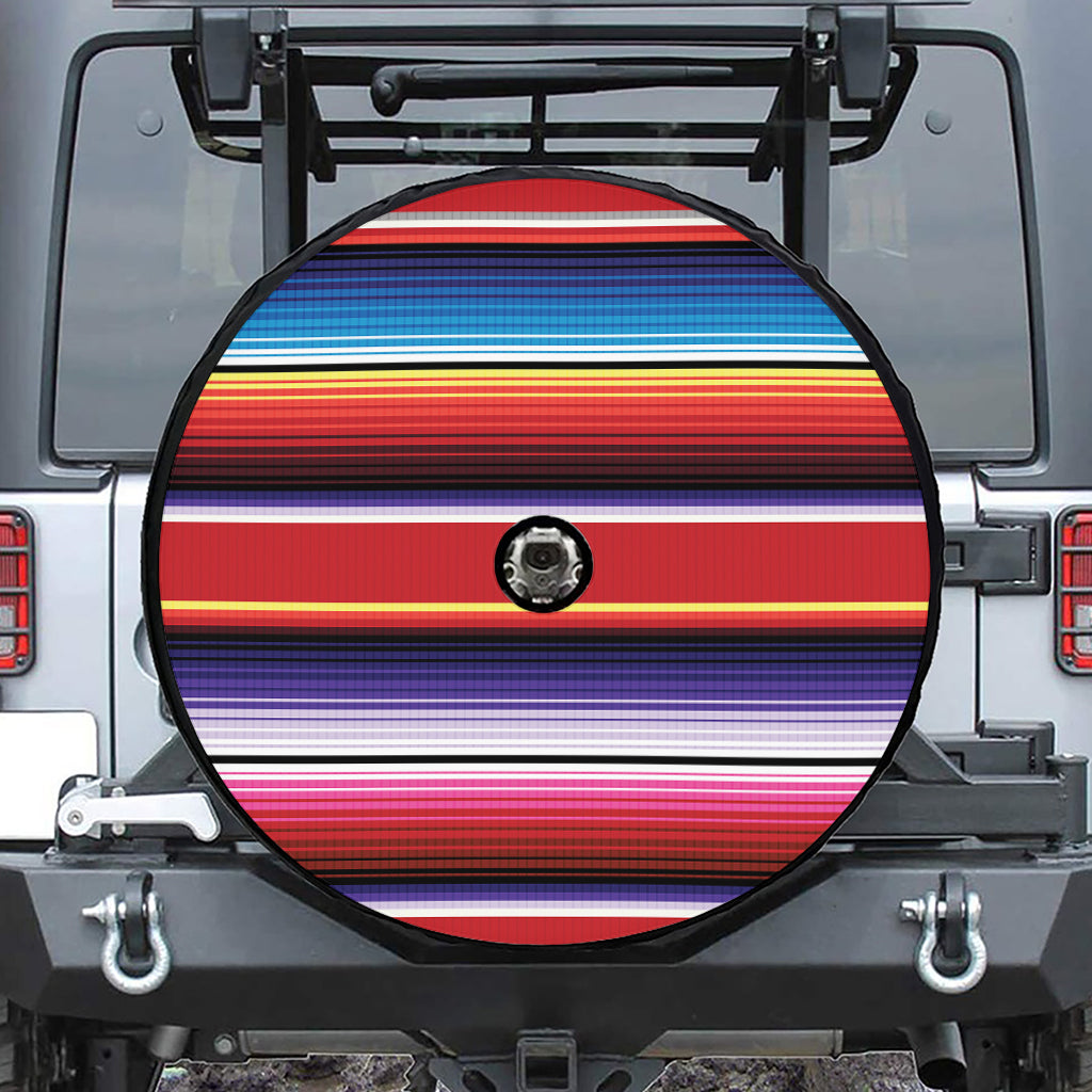 Tribal Serape Blanket Stripe Print Tire Cover With Camera Hole