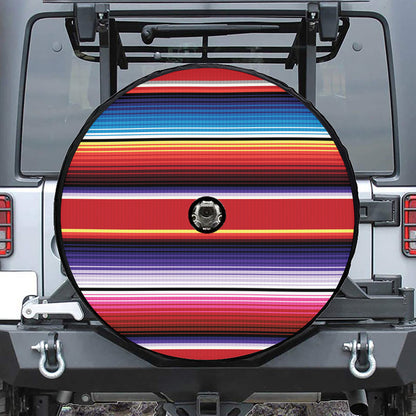 Tribal Serape Blanket Stripe Print Tire Cover With Camera Hole