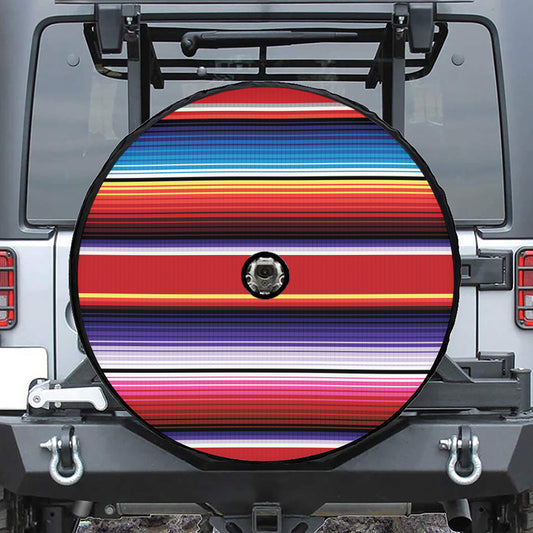Tribal Serape Blanket Stripe Print Tire Cover With Camera Hole