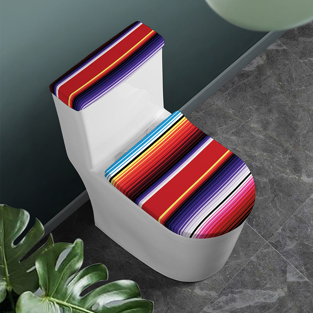 Tribal Serape Blanket Stripe Print Toilet Lid And Tank Cover Set