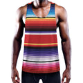 Tribal Serape Blanket Stripe Print Men's Workout Tank Top