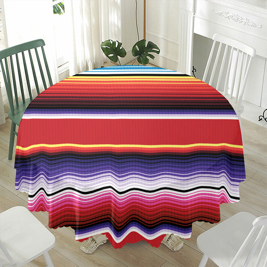 Tribal Serape Blanket Stripe Print Waterproof Round Tablecloth