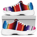 Tribal Serape Blanket Stripe Print White Chunky Shoes