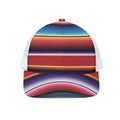 Tribal Serape Blanket Stripe Print White Mesh Trucker Hat