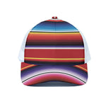 Tribal Serape Blanket Stripe Print White Mesh Trucker Cap