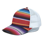 Tribal Serape Blanket Stripe Print White Mesh Trucker Cap