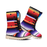 Tribal Serape Blanket Stripe Print Winter Boots
