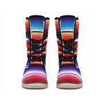 Tribal Serape Blanket Stripe Print Winter Boots