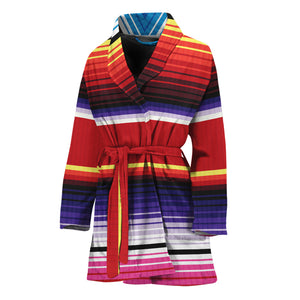 Tribal Serape Blanket Stripe Print Women's Bathrobe