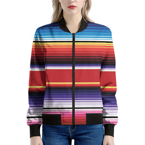 Tribal Serape Blanket Stripe Print Women's Bomber Jacket