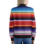 Tribal Serape Blanket Stripe Print Women's Bomber Jacket