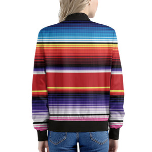 Tribal Serape Blanket Stripe Print Women's Bomber Jacket