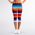 Tribal Serape Blanket Stripe Print Women's Capri Leggings