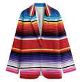 Tribal Serape Blanket Stripe Print Women's Cotton Blazer