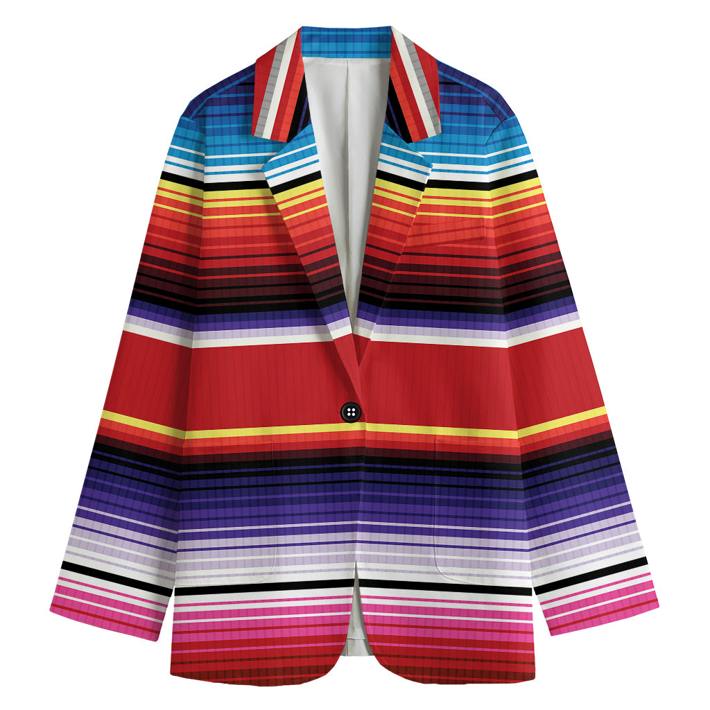 Tribal Serape Blanket Stripe Print Women's Cotton Blazer