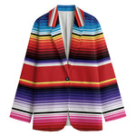 Tribal Serape Blanket Stripe Print Women's Cotton Blazer