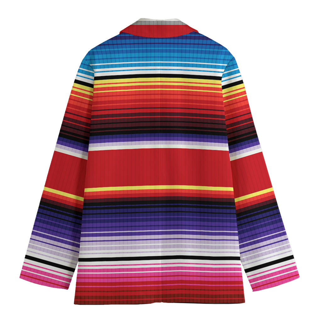 Tribal Serape Blanket Stripe Print Women's Cotton Blazer