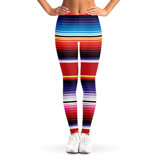 Tribal Serape Blanket Stripe Print Women's Leggings