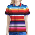 Tribal Serape Blanket Stripe Print Women's Polo Shirt