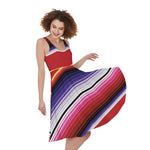 Tribal Serape Blanket Stripe Print Women's Sleeveless Dress